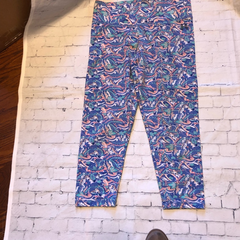Victorias Secret yoga crop pants blue multicolored small GUC - Picture 2 of 7